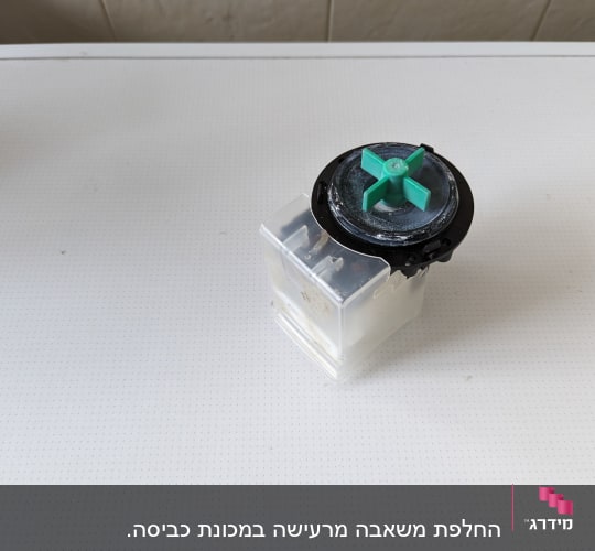 רכיב פלסטיק עם חלק עליון ירוק על משטח לבן